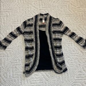 Y2K cardigan Medium layered attached tank 90s preppy twinset striped sweater top